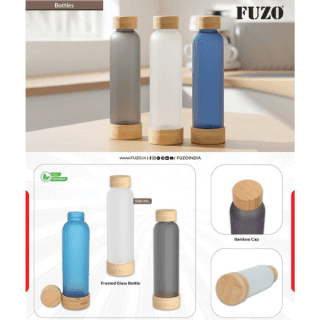 Frosted Glass bottle with Bamboo Cap & Base
