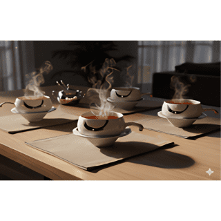 Liliput Cup & Saucer With Swarovski Crystal 4+4 Set