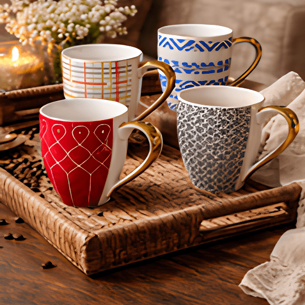 Stock Milk Mugs With Swarovski Crystal Set OF 4
