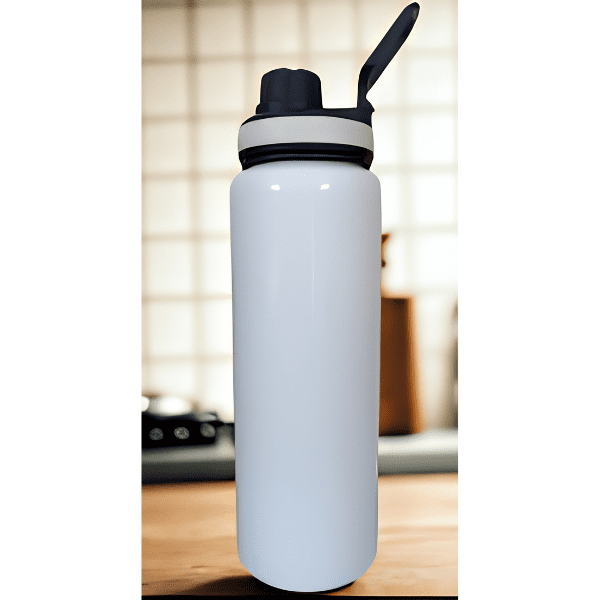 H2O 1000ml White with Sporty Sipper and White Band