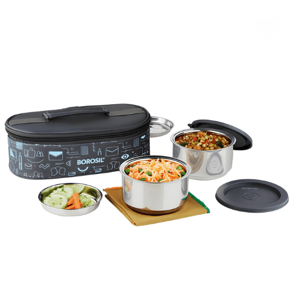Borosil Carryfresh Lunchbox, Set of 2, Flat (Medium)