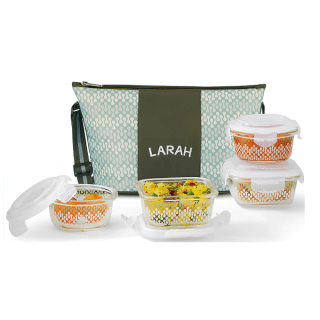 LarahBy BorosilGraciaDaisy Glass Lunchbox