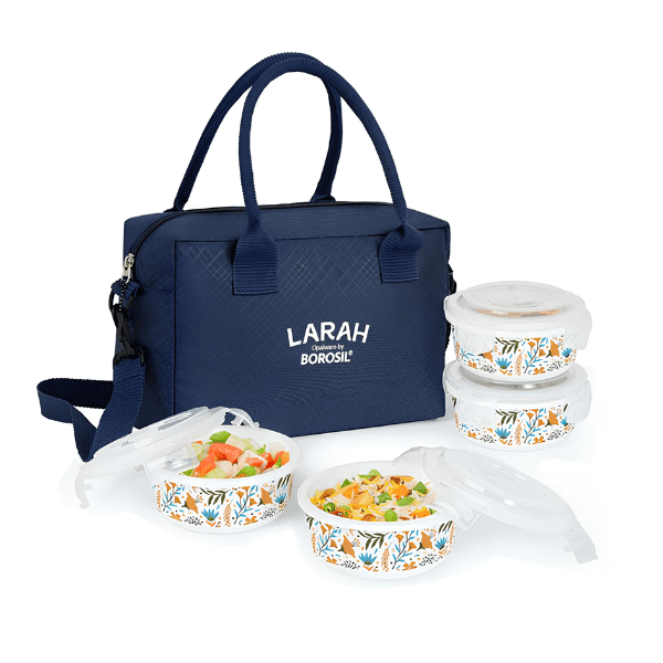 Larah Ziva Sky Round Lunchbox, Blue