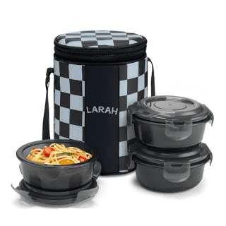 Larah Colormate Round Lunch Box, Black