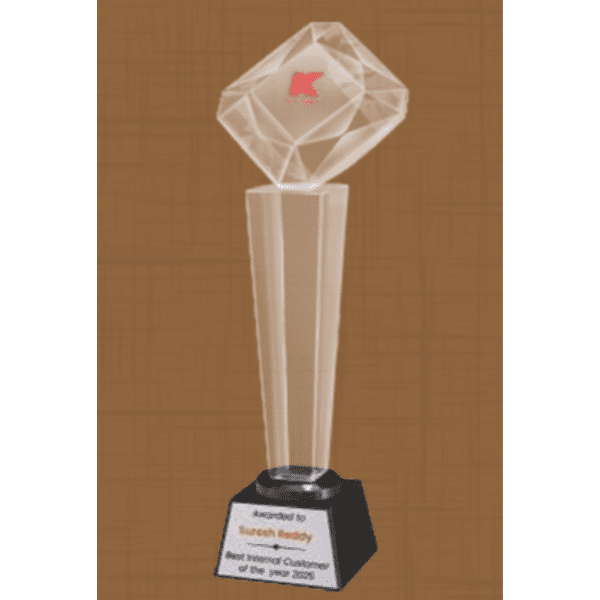 Glass Trophy with Diamond on top