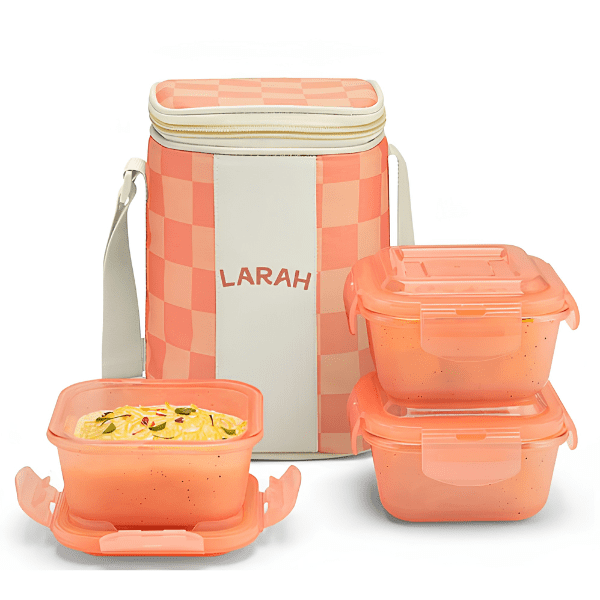 Larah Colormate Square Lunch Box, Pink