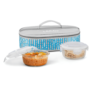Larah By Borosil Vogue Glass Lunchbox, Round x 2 (Flat)