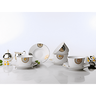 Kawa Cup & Saucer with Swarovski Crystal (6+6pc)