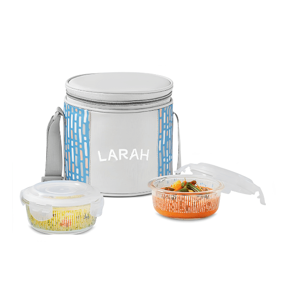 Larah By Borosil Vogue Glass Lunchbox, Round x 2 (Tall)