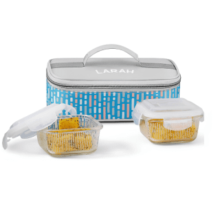 Larah By Borosil Vogue Glass Lunchbox, Square x 2 (Flat)