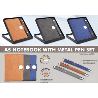 2 in 1 Set: Magnetic Flap notebook with Metal Pen in Gift Box