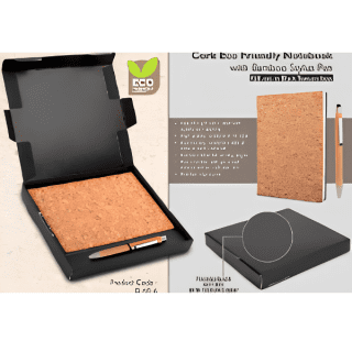 Cork Notebook with Bamboo Stylus pen