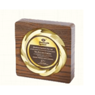 Wooden Block Memento with Circular Plate