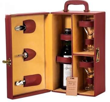 Rudra Exports Leatherette Portable Wine Bar Set With 2 Wine Glass & Accessories