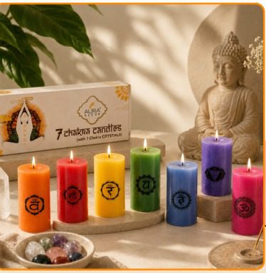 7 CHAKRA PILLAR CANDLE