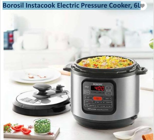 Borosil Instacook Electric Pressure Cooker, 6L