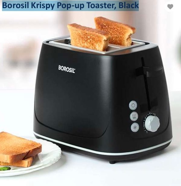 Borosil Krispy Pop-up Toaster, Black