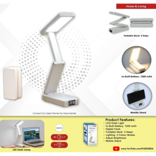 Beacon Rechargeable Lamp with Clock and touch sensor and 3 color modes