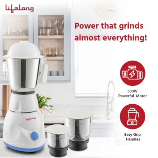 Lifelong Maxo Mixer Grinder,500W,3 Jar
