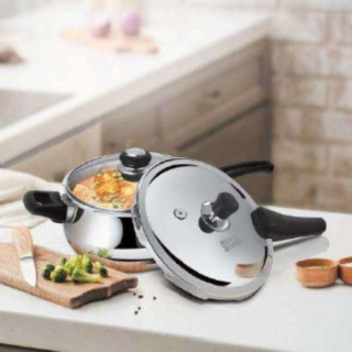 MILTON Pressure Cooker Outer Lid Curve Triply with Glass Lid 5.5Ltr